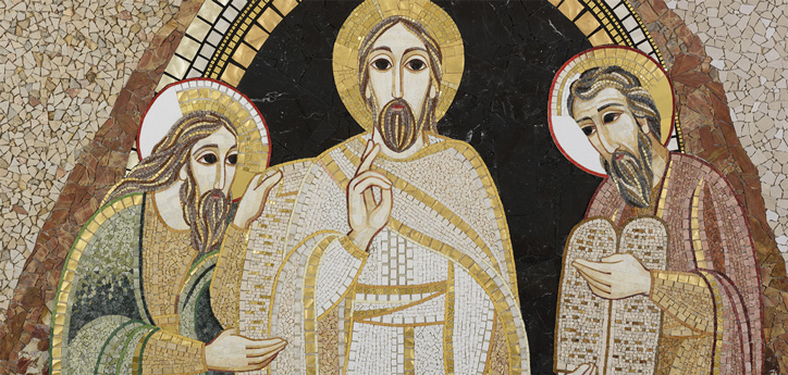 Mosaic of Jesus with two apostles